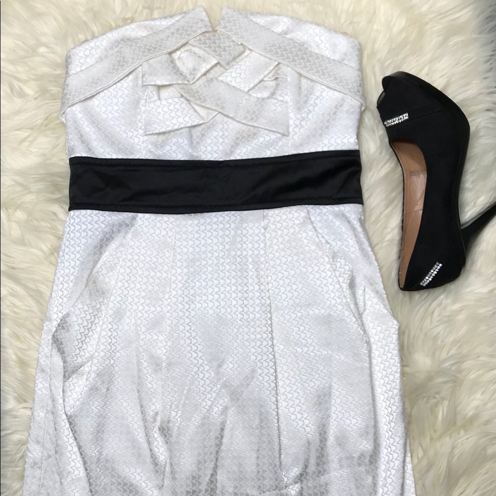 New Teeze Me Strapless Dress White Black Small 5 - Picture 2 of 8